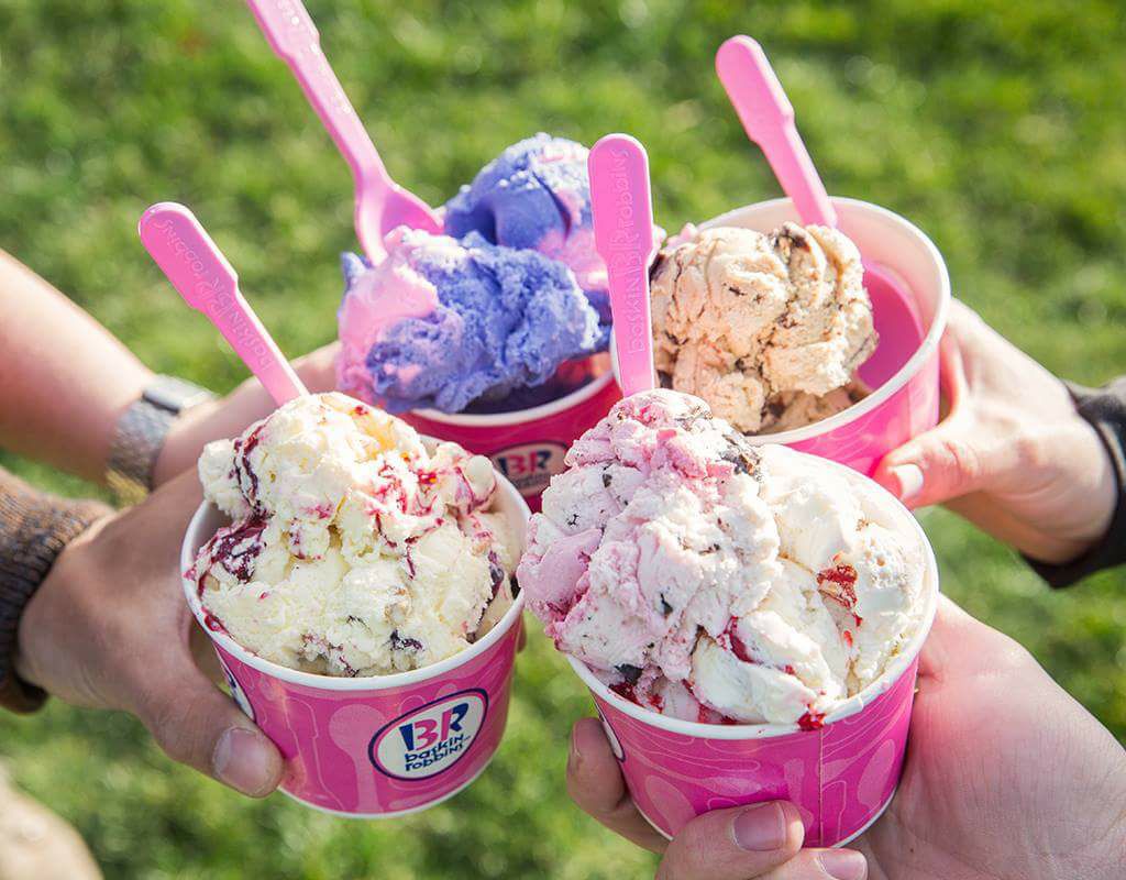 four variety flavours of Baskin Robbins ice cream