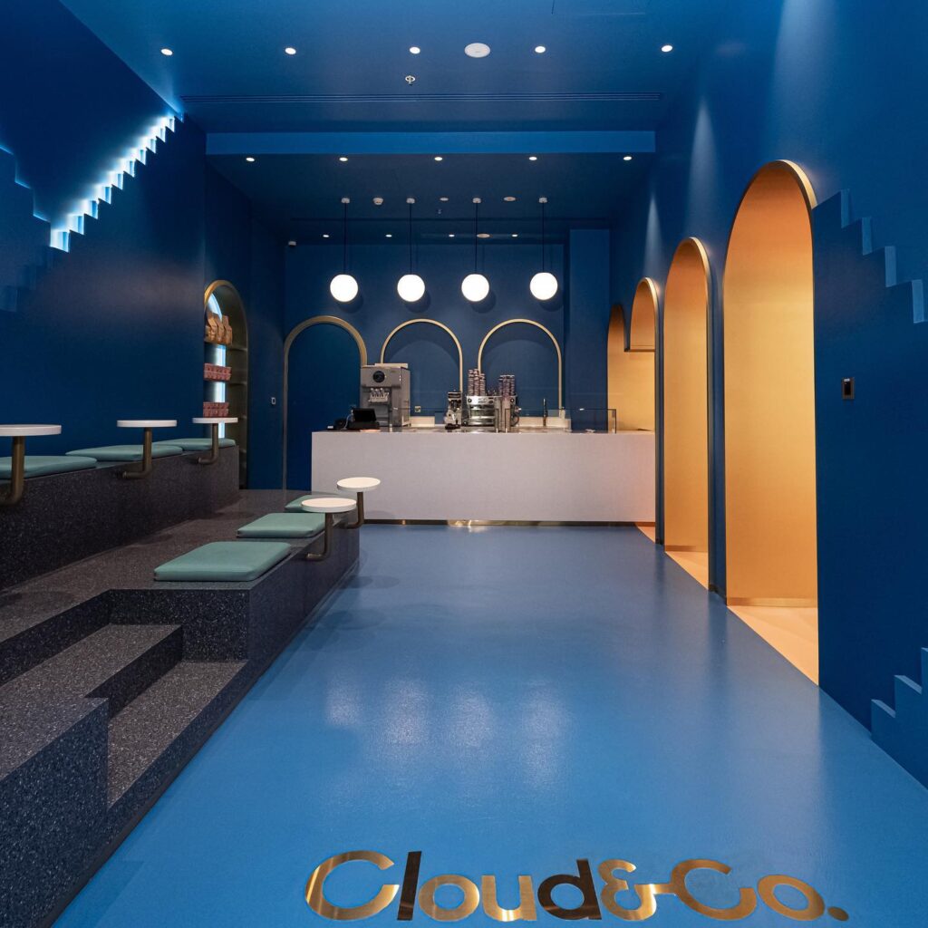 inside view of cloud and co-ice cream shop, Qatar