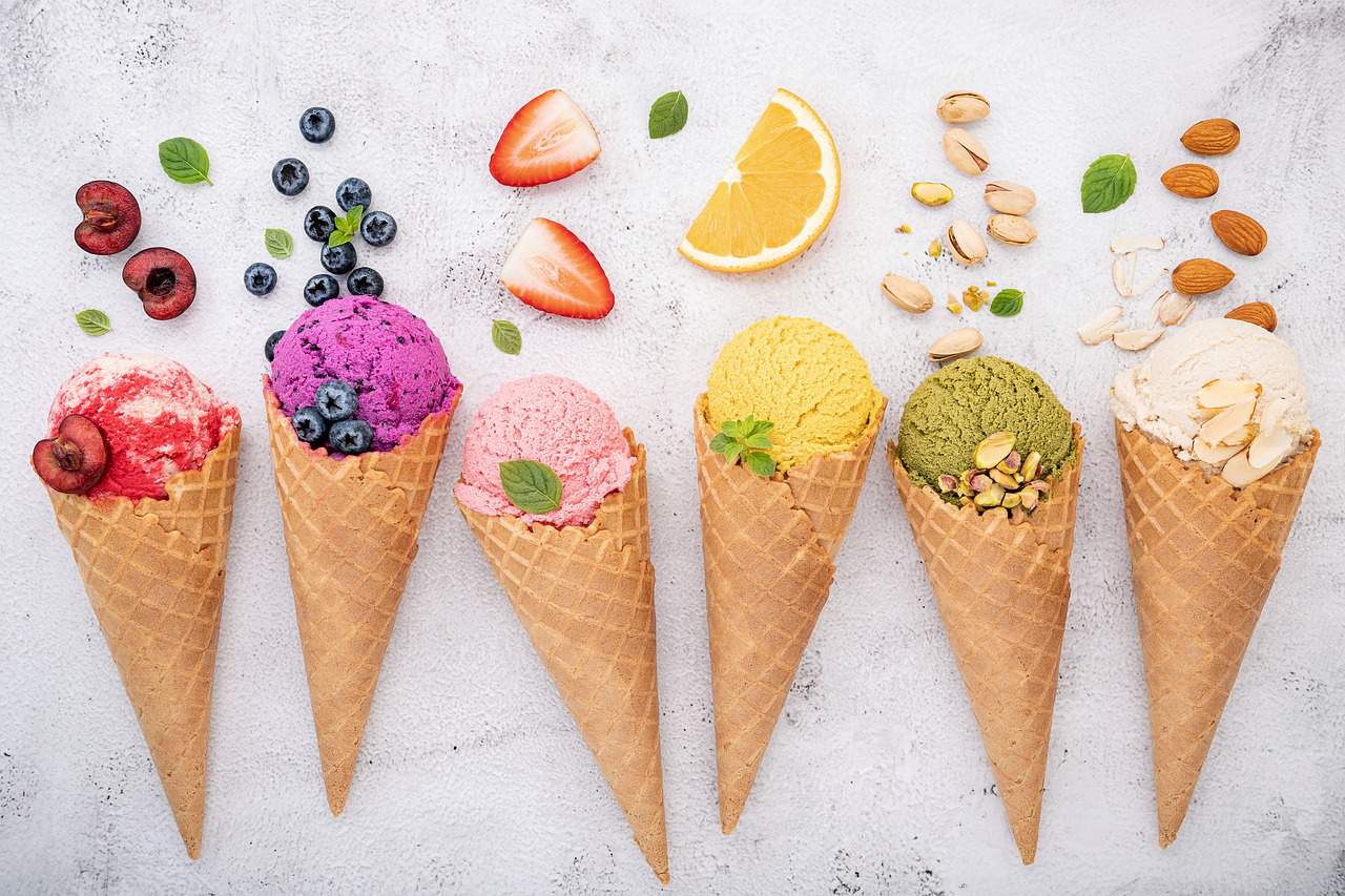 featured image of variety of fruity falvoured ice cream cones