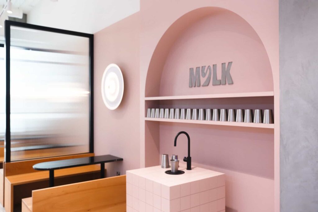 inside view of Mylk ice cream shop, Qatar