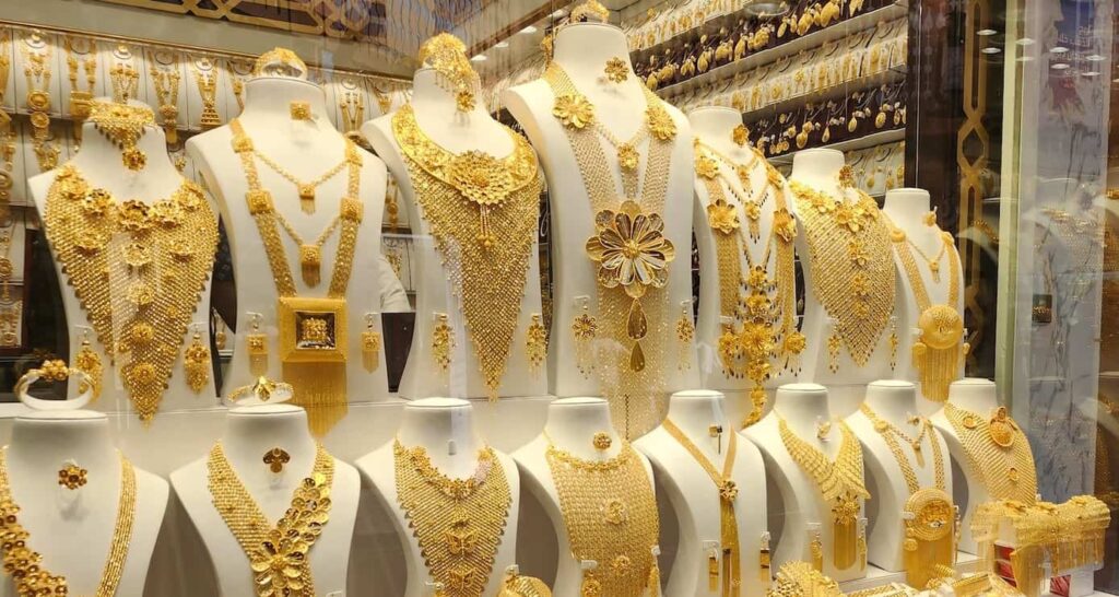 Gold display in a shop at Gold souq 