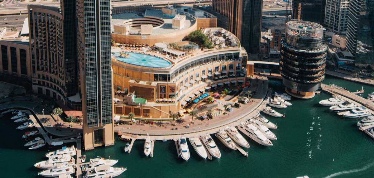 Ariel view of Dubai Marina mall
