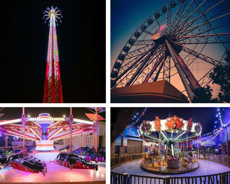 Different types of rides available inside Bollywood park Dubai