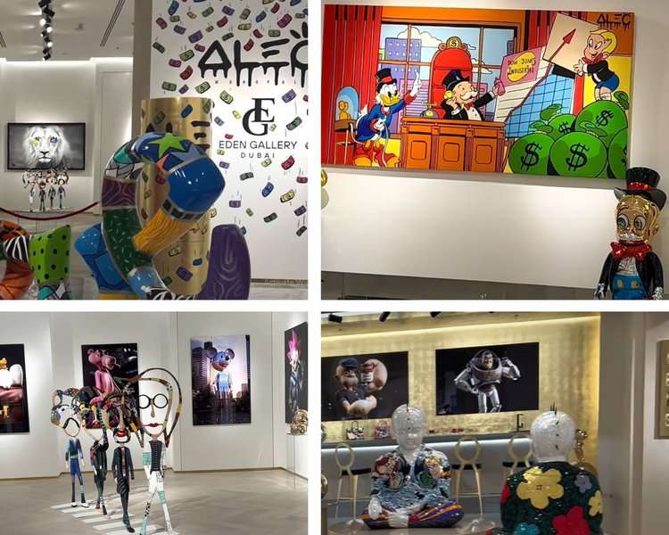 several art works displayed at eden garden at Dubai mall