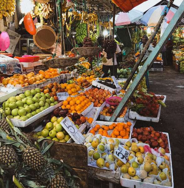 variety of fruits displayed in a fruit shop