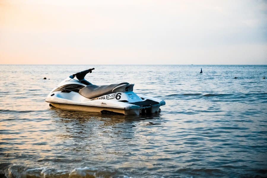 jet skiing boat ideally standing on the ocean waters