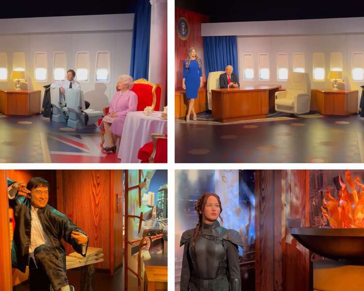 several famous celebrities wax images displayed at Madame Tussauds Dubai