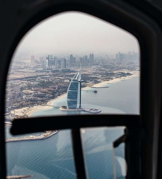 view from the Helicopter the burj al arab