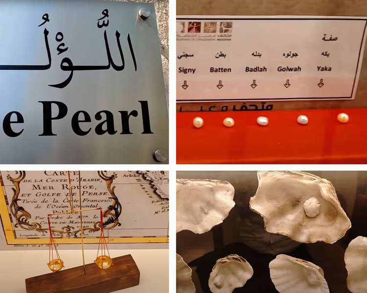 Different types of Pearls displayed at Pearl Museum Dubai