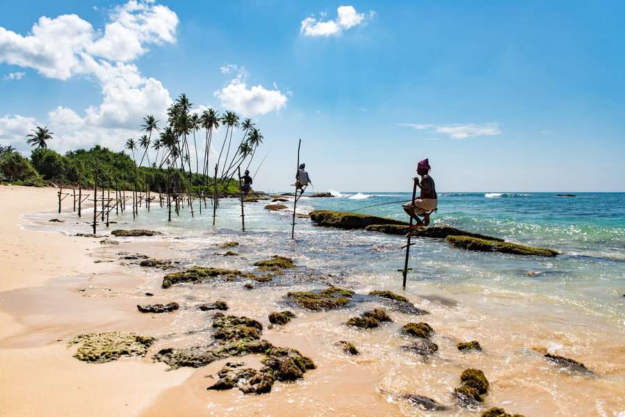 fishermen fishing while sitting in a stilt