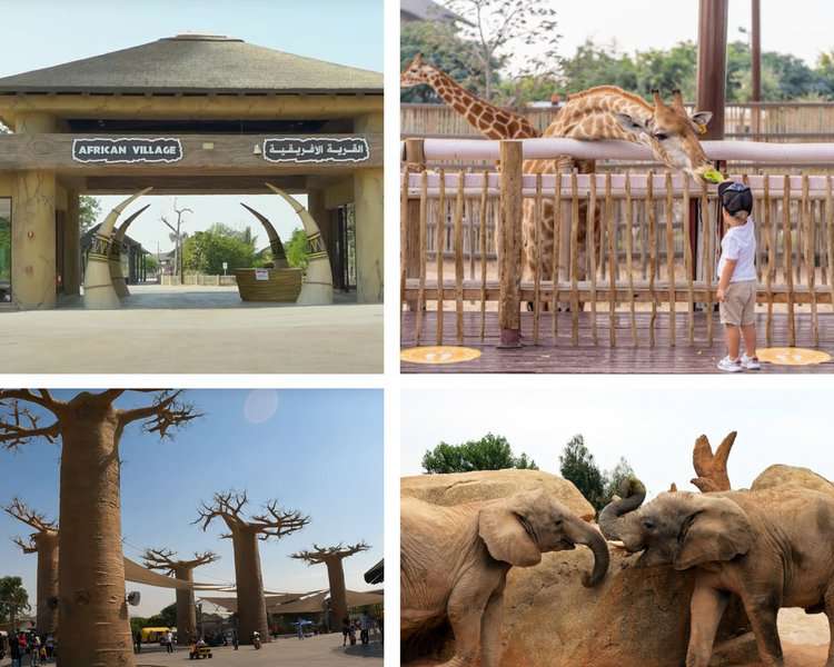 entrance gate and inside the safari park Dubai