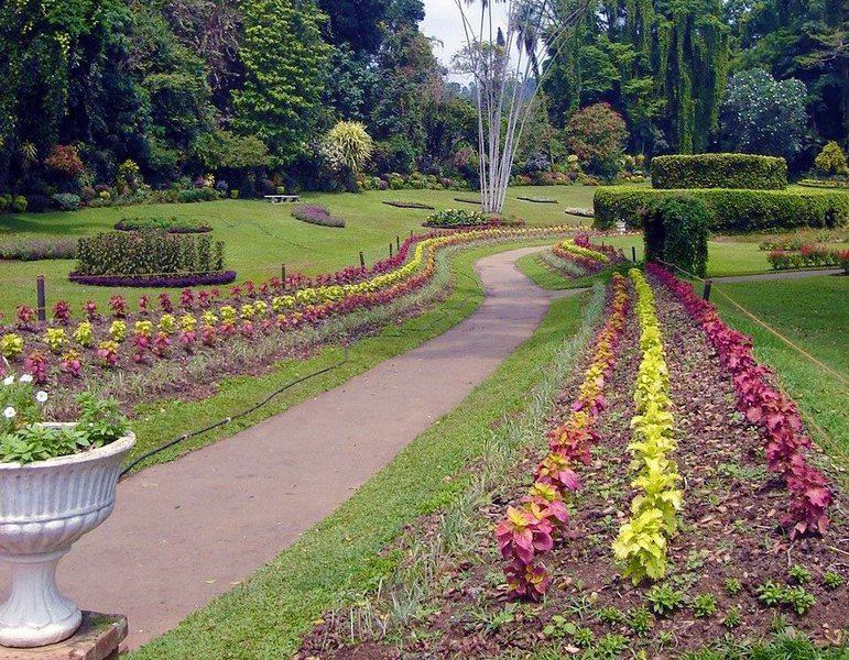 Beautiful flower beds inside the kandy botanical gardens