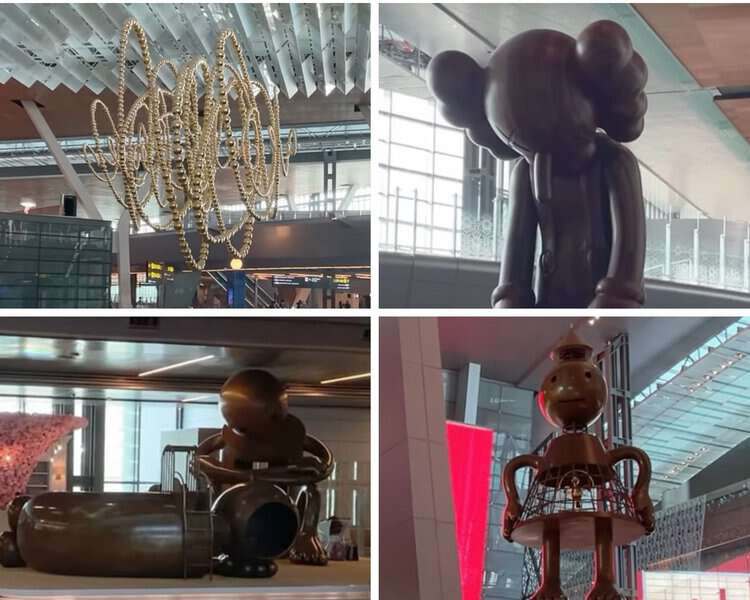 several unique art works that displayed around the Doha airport