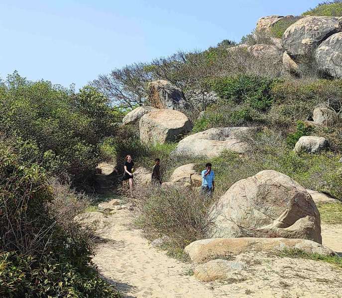 The left side trail which leads to the easy climbing area