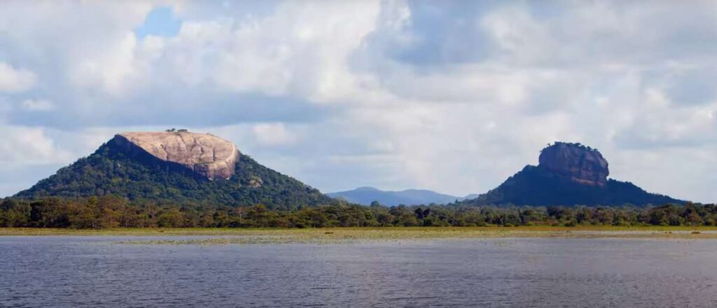 The amazing view of Pidurungala and Sigiriya rock together