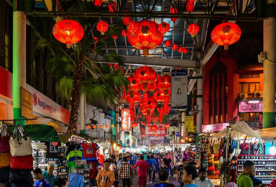 A busy night street pertaling street, china town, Kuala Lumpur , Malaysia