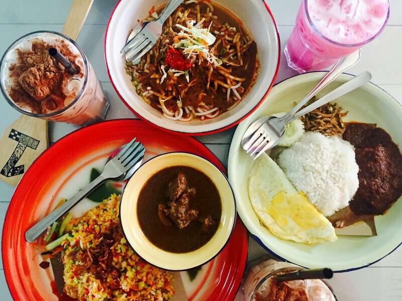 Nasi lemak and milo drink in Malaysia