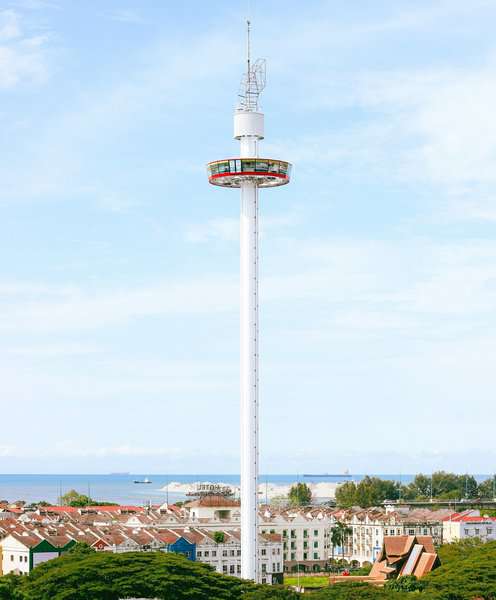 The full view of Taming Sari Revolving Tower in Malacca