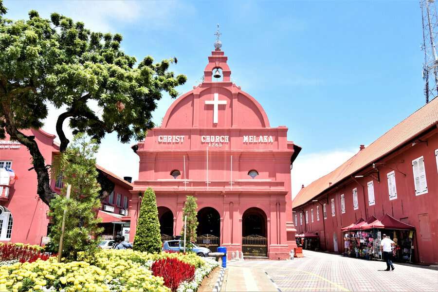 front view of christ church in Melaka